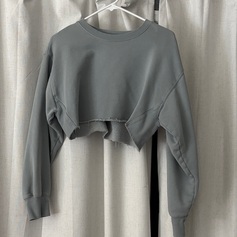 Aritzia TNA Cropped Raw-Edge Sweatshirt
